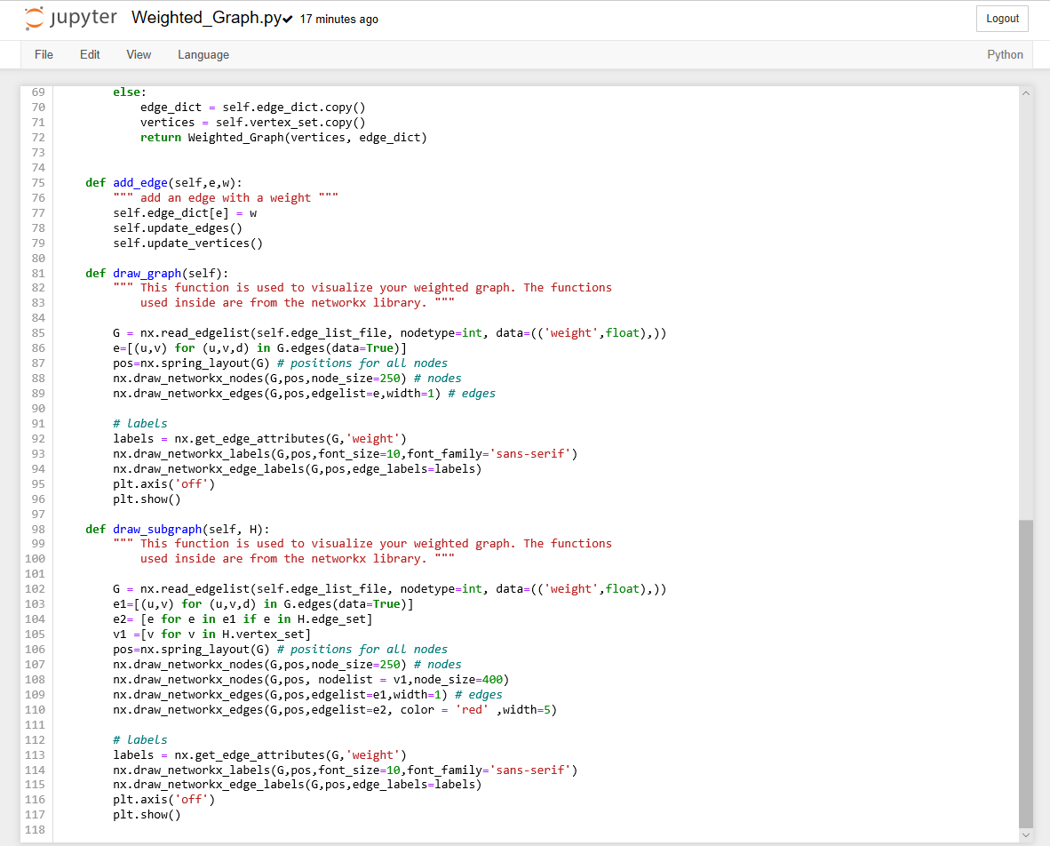 Graph Theory Python (copy and paste files) I finished | Chegg.com