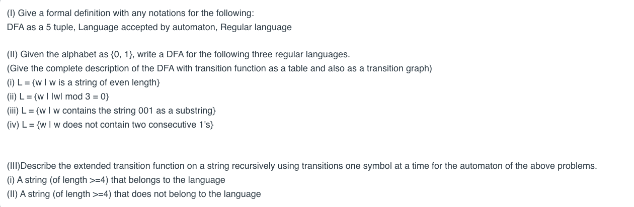 Solved (1) Give a formal definition with any notations for | Chegg.com