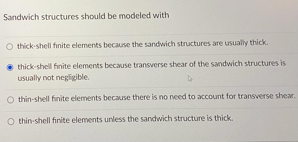 Solved Sandwich Structures Should Be Modeled With | Chegg.com