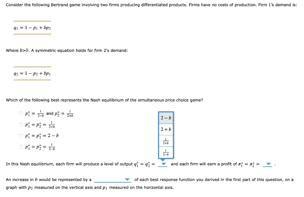 Solved Consider the following Bertrand game involving two | Chegg.com