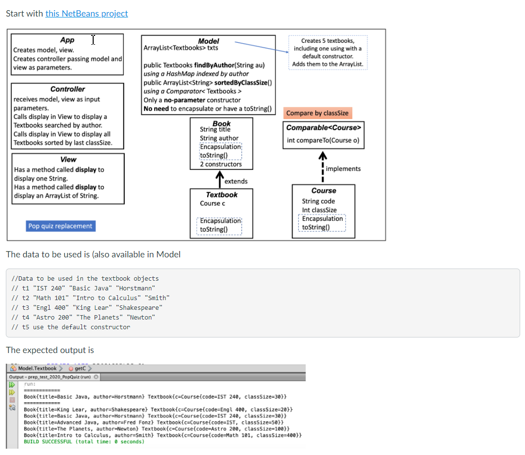 Start with this NetBeans project Model ArrayListtxts | Chegg.com