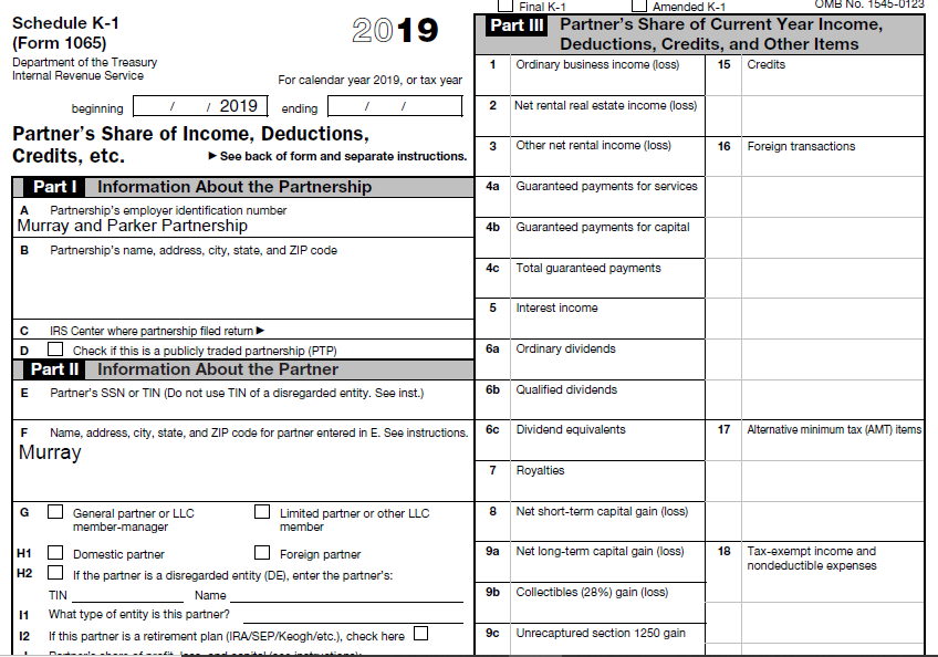 example form 1065 filled out