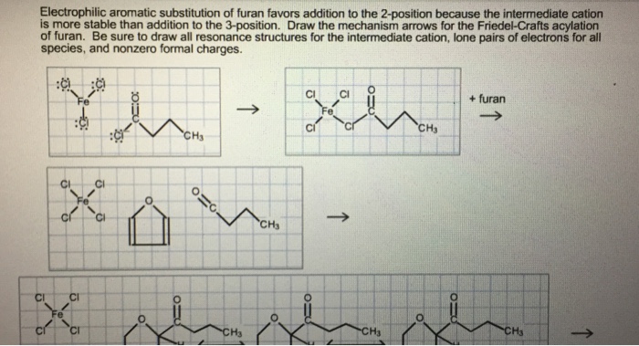 Solved Electrophilic aromatic substitution of furan favors | Chegg.com