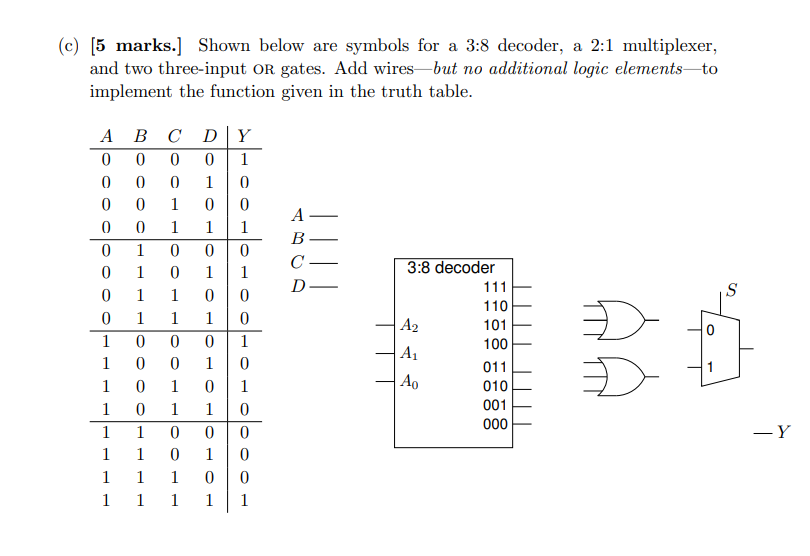 Solved (c) [5 marks. Shown below are symbols for a 3:8 | Chegg.com