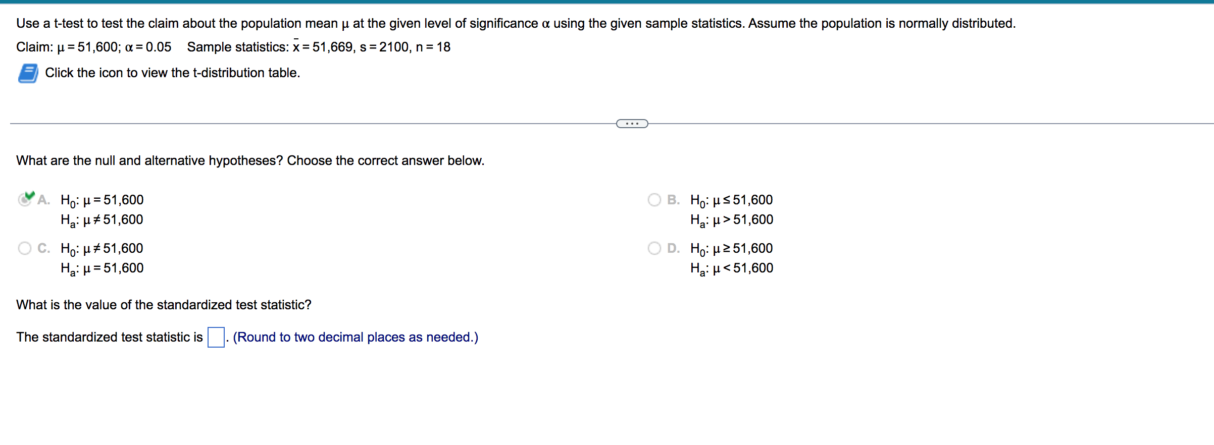 Solved Use a t-test to test the claim about the population | Chegg.com