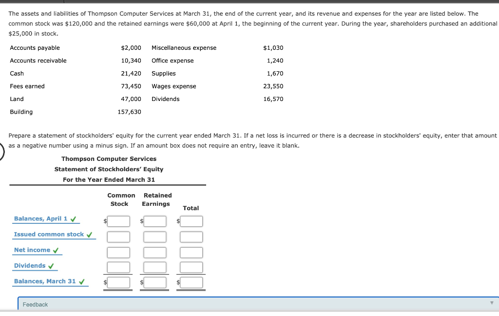 Solved The assets and liabilities of Thompson Computer