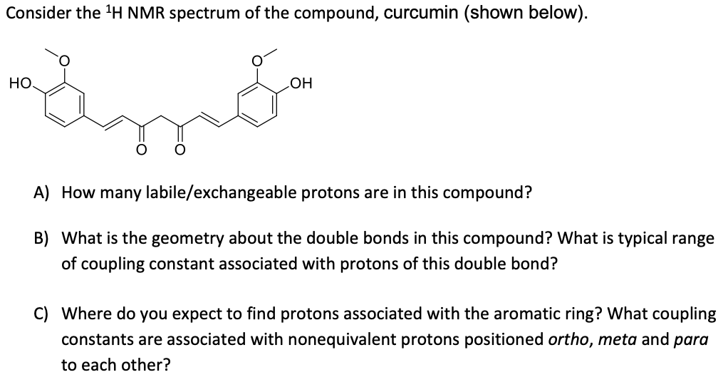 Solved Consider the 1H NMR spectrum of the compound, | Chegg.com