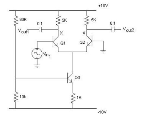 Solved Given is a differential amplifier. Measure the DC | Chegg.com