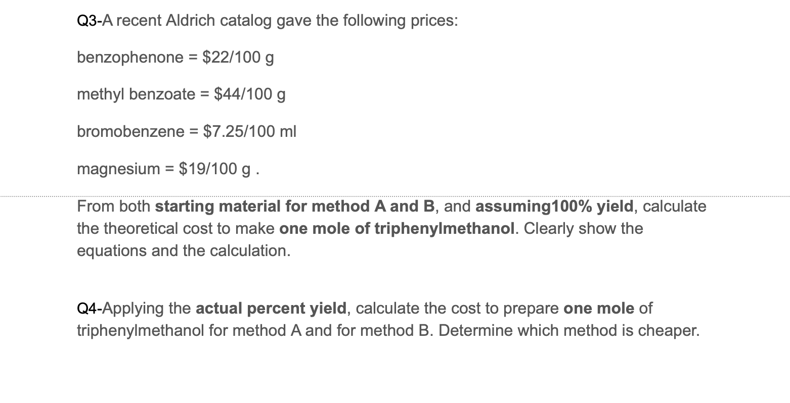 Solved Q3A recent Aldrich catalog gave the following