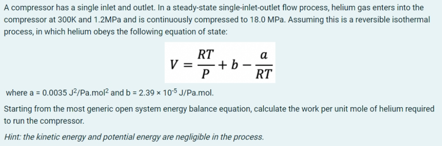 Solved A compressor has a single inlet and outlet. In a | Chegg.com