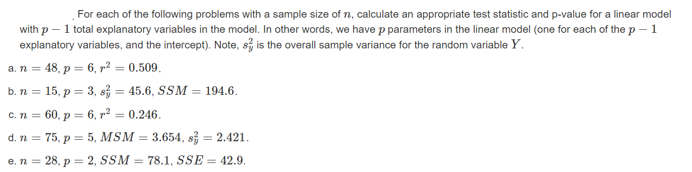Solved For each of the following problems with a sample size | Chegg.com