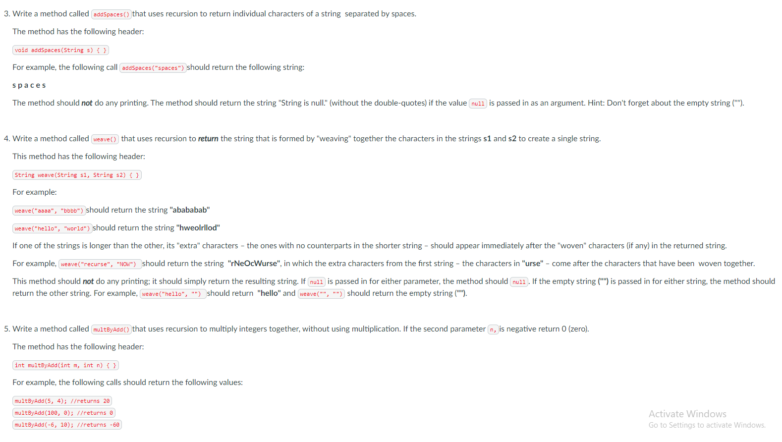 Solved Recursion For this assignment you are going to write | Chegg.com