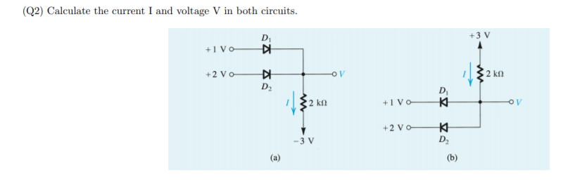 Solved (Q2) Calculate the current I and voltage V in | Chegg.com