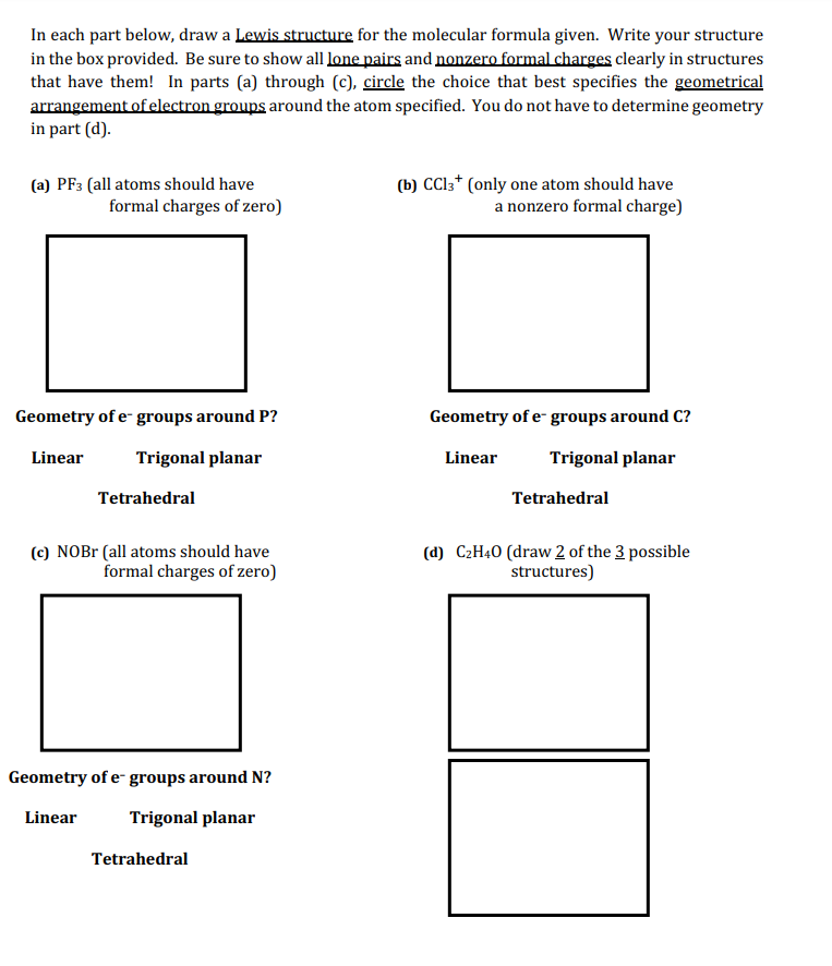 Solved In each part below, draw a Lewis structure for the | Chegg.com