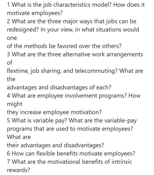 Solved 1 What is the job characteristics model? How does it | Chegg.com