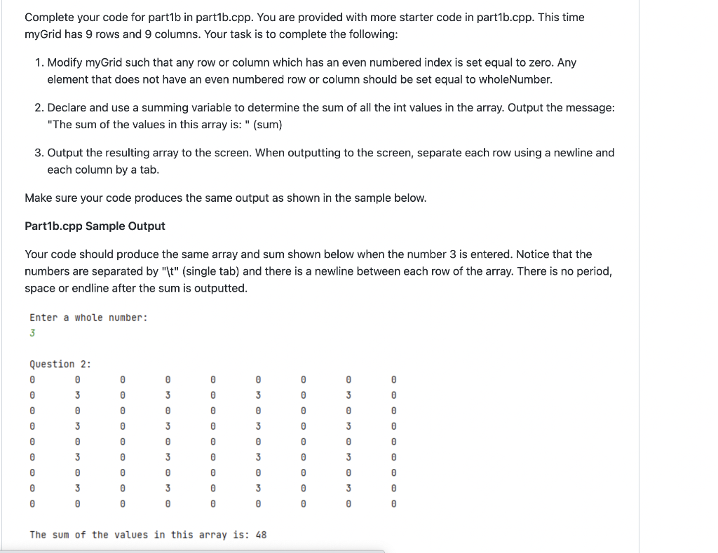 Solved Complete your code for partib in part1b.cpp. You are | Chegg.com