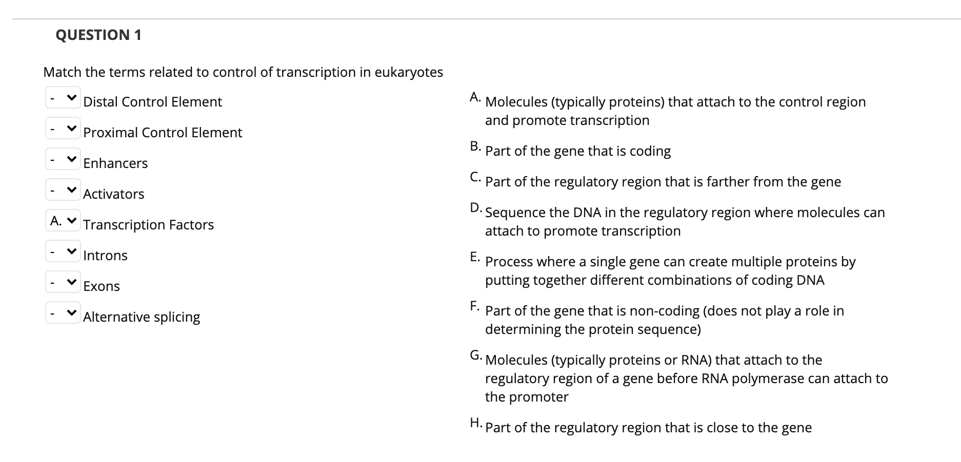 Solved QUESTION 1 Match the terms related to control of | Chegg.com