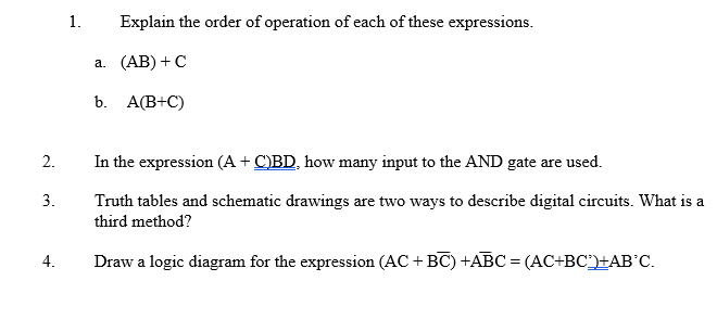 Solved 1. Explain the order of operation of each of these | Chegg.com