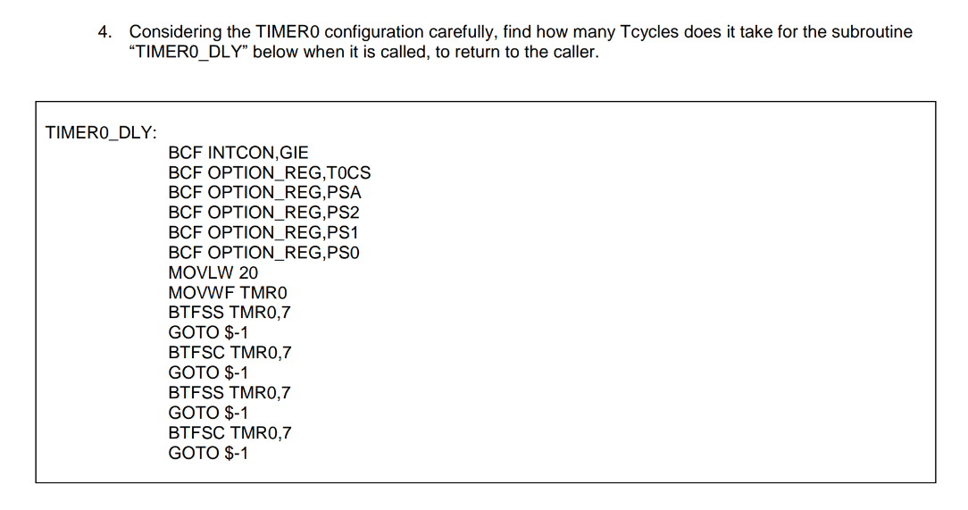 Solved 4. Considering the TIMERO configuration carefully, | Chegg.com