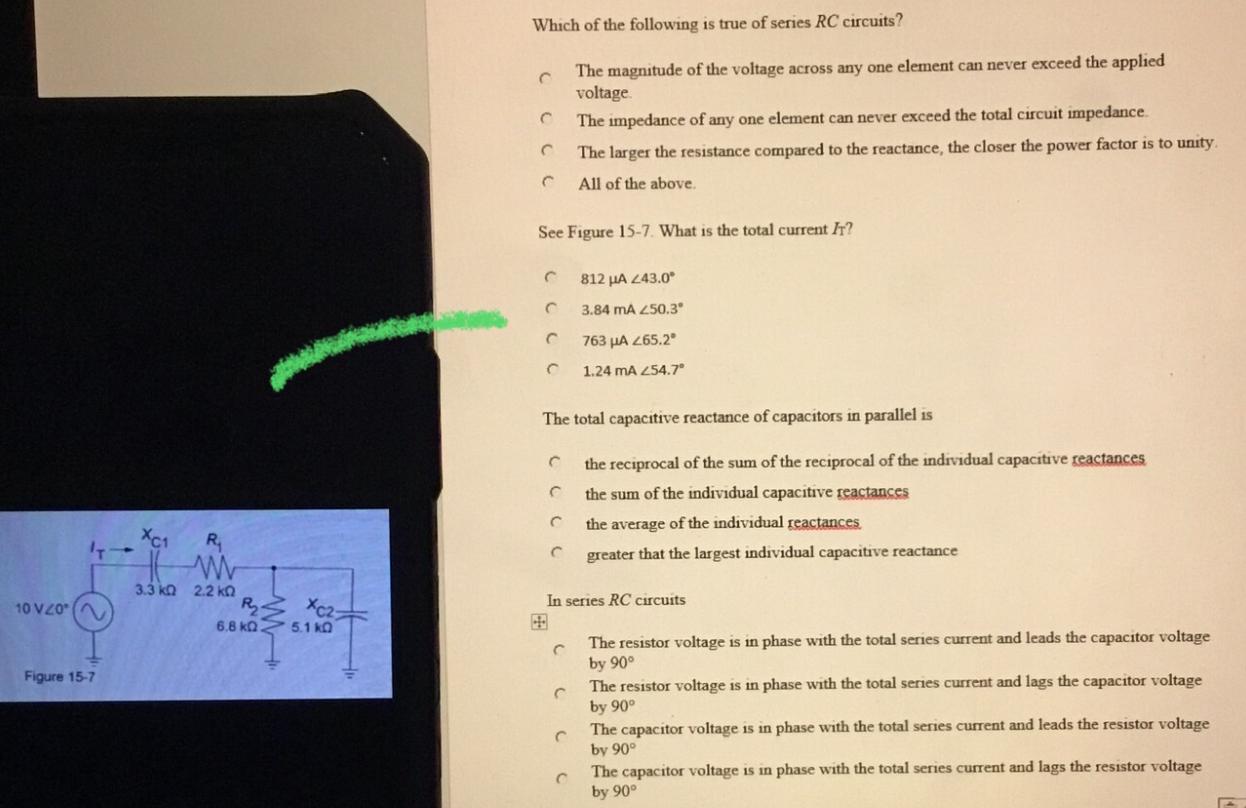 Solved Which of the following is true of series RC circuits? | Chegg.com