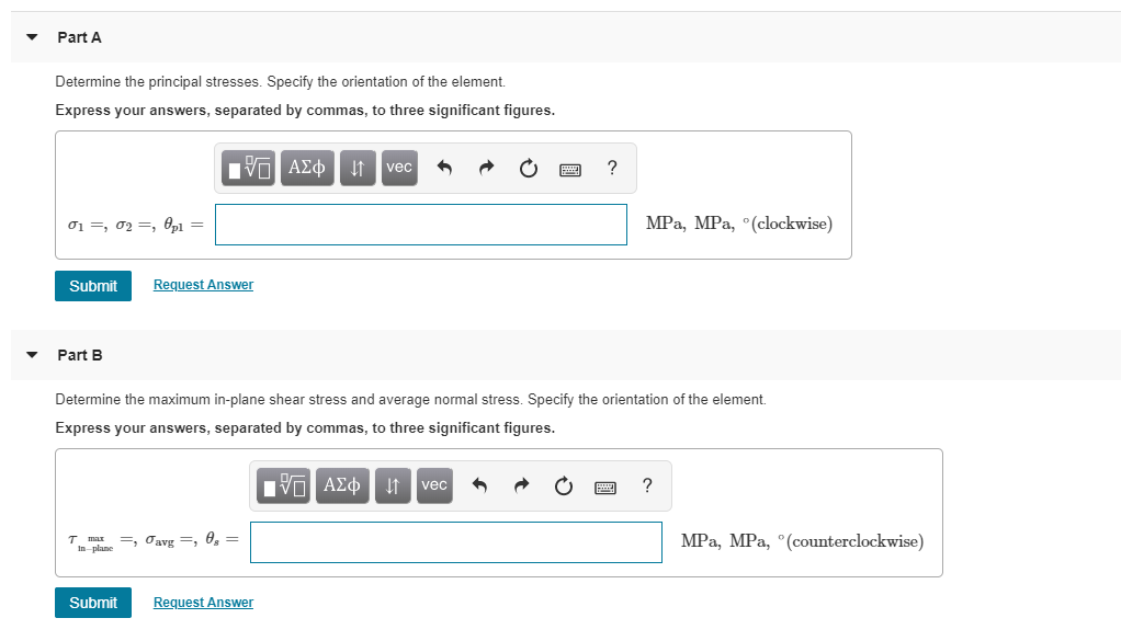 Solved 20 MPa 100 MPa 40 MPa Part A Determine the | Chegg.com