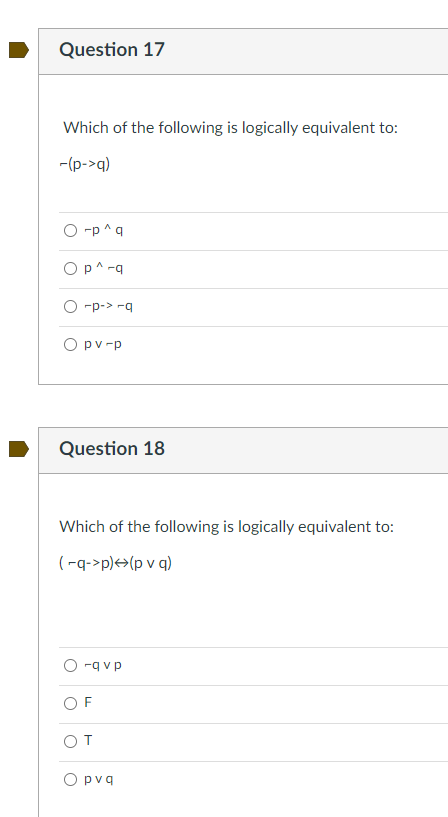 Solved Which of the following is logically equivalent to: | Chegg.com