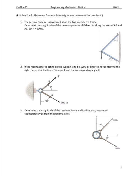 Solved ENGR 420 Problem 1-3: Please use formulas from | Chegg.com