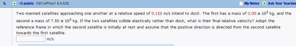 Solved 5. -5 Points OSColPhys1 8.4.029 Thy NotesO Ask Your | Chegg.com