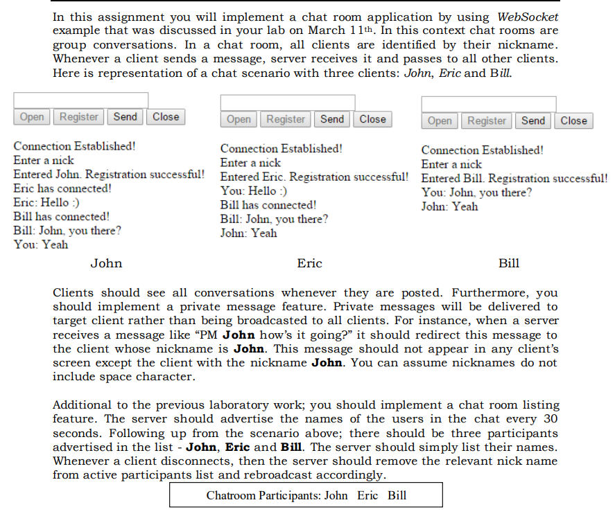 Solved In this assignment you will implement a chat room | Chegg.com