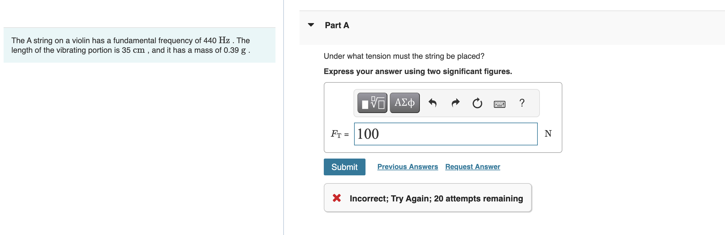 Solved The A string on a violin has a fundamental frequency