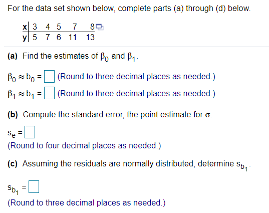 Solved For The Data Set Shown Below, Complete Parts (a) | Chegg.com