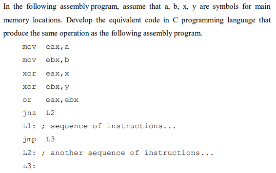 Solved In the following assembly program, assume that a, b, | Chegg.com