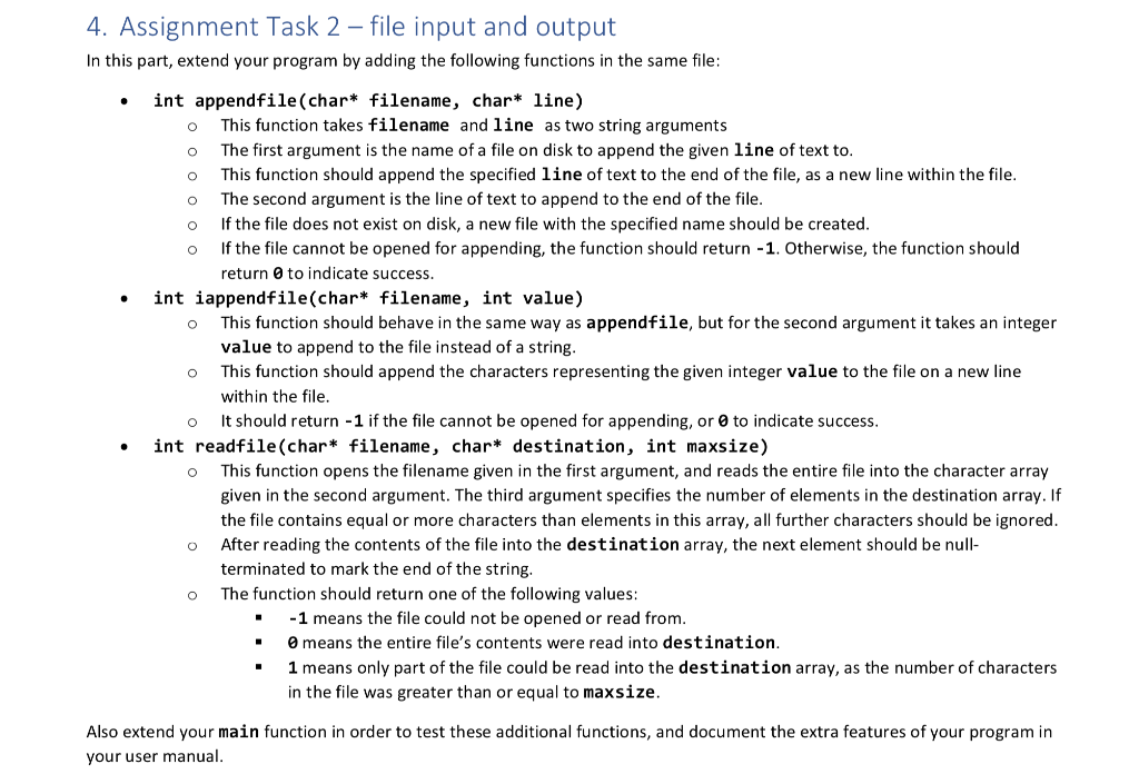 Solved O O o . o 4. Assignment Task 2 - file input and | Chegg.com