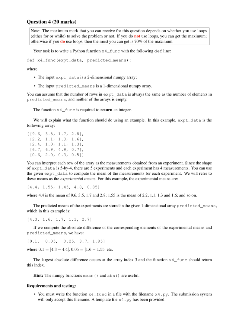 Solved Question 4 (20 marks) Note: The maximum mark that you | Chegg.com