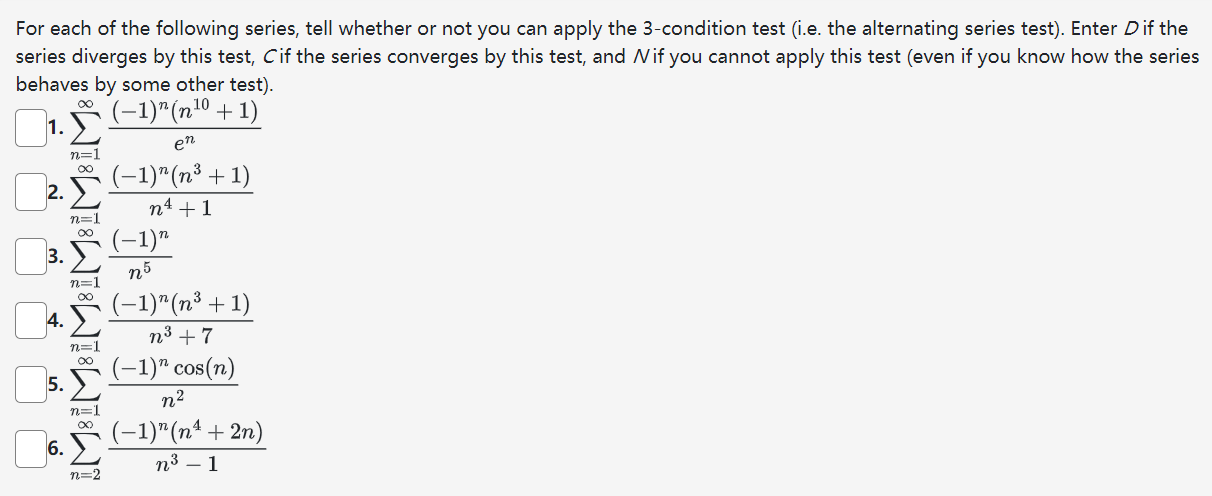 Solved For each of the following series, tell whether or not | Chegg.com