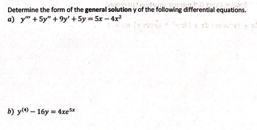 Solved Determine the form of the general solution y of the | Chegg.com