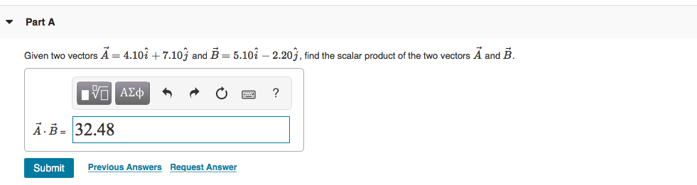 Solved Part B Find The Angle Between These Two Vectors. | Chegg.com