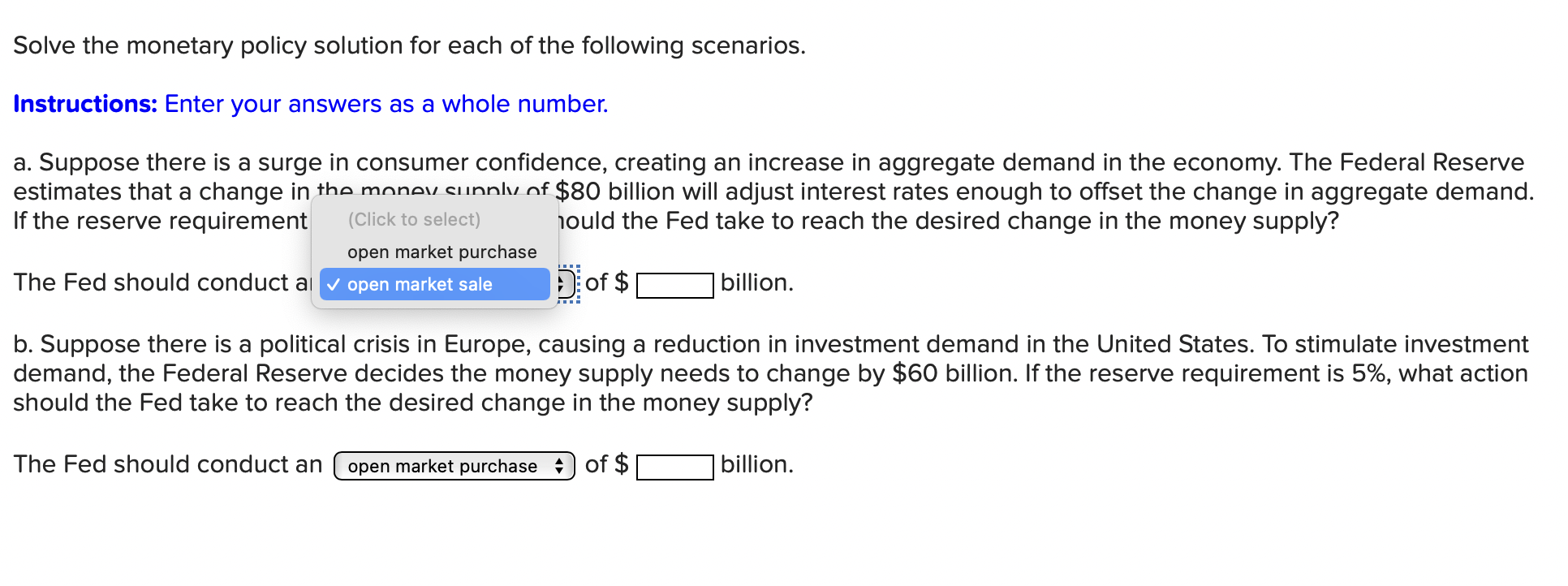 Solved Solve The Monetary Policy Solution For Each Of The | Chegg.com