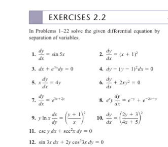 Solved EXERCISES 2.2 In Problems 1-22 solve the given | Chegg.com