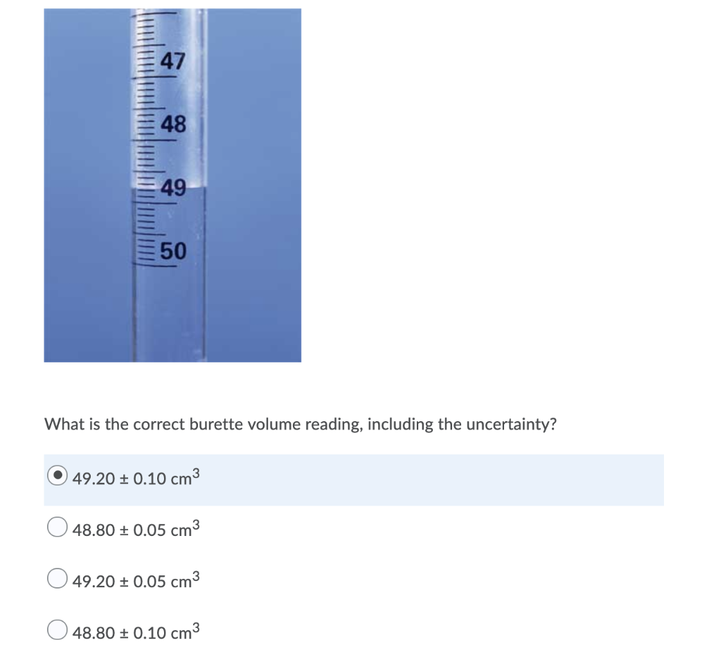 Solved What is the correct burette volume reading, including | Chegg.com