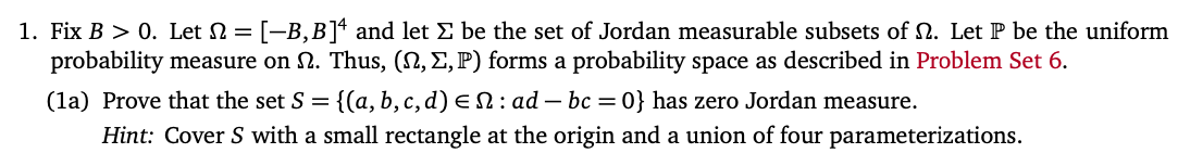 1. Fix B > 0. Let 12 =[-B,B]4 and let be the set of | Chegg.com