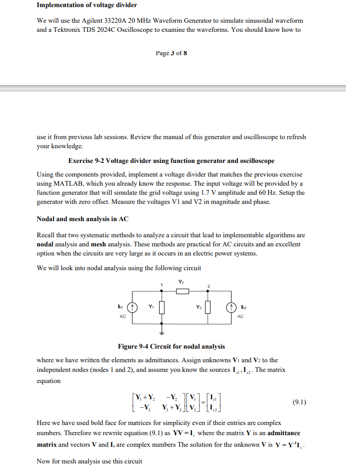 Solved Implementation of voltage divider We will use the Circuit Diagram