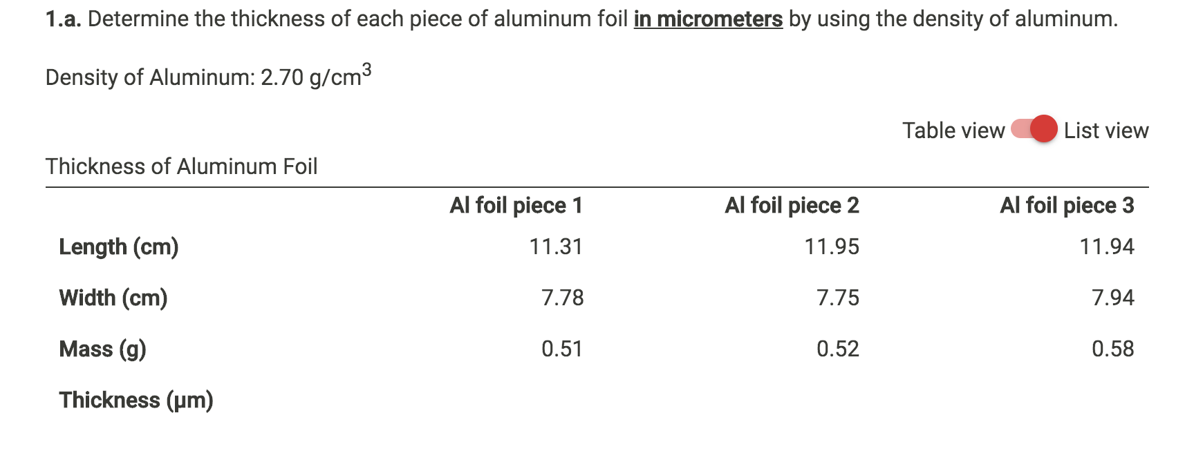 Solved 1.a. Determine the thickness of each piece of
