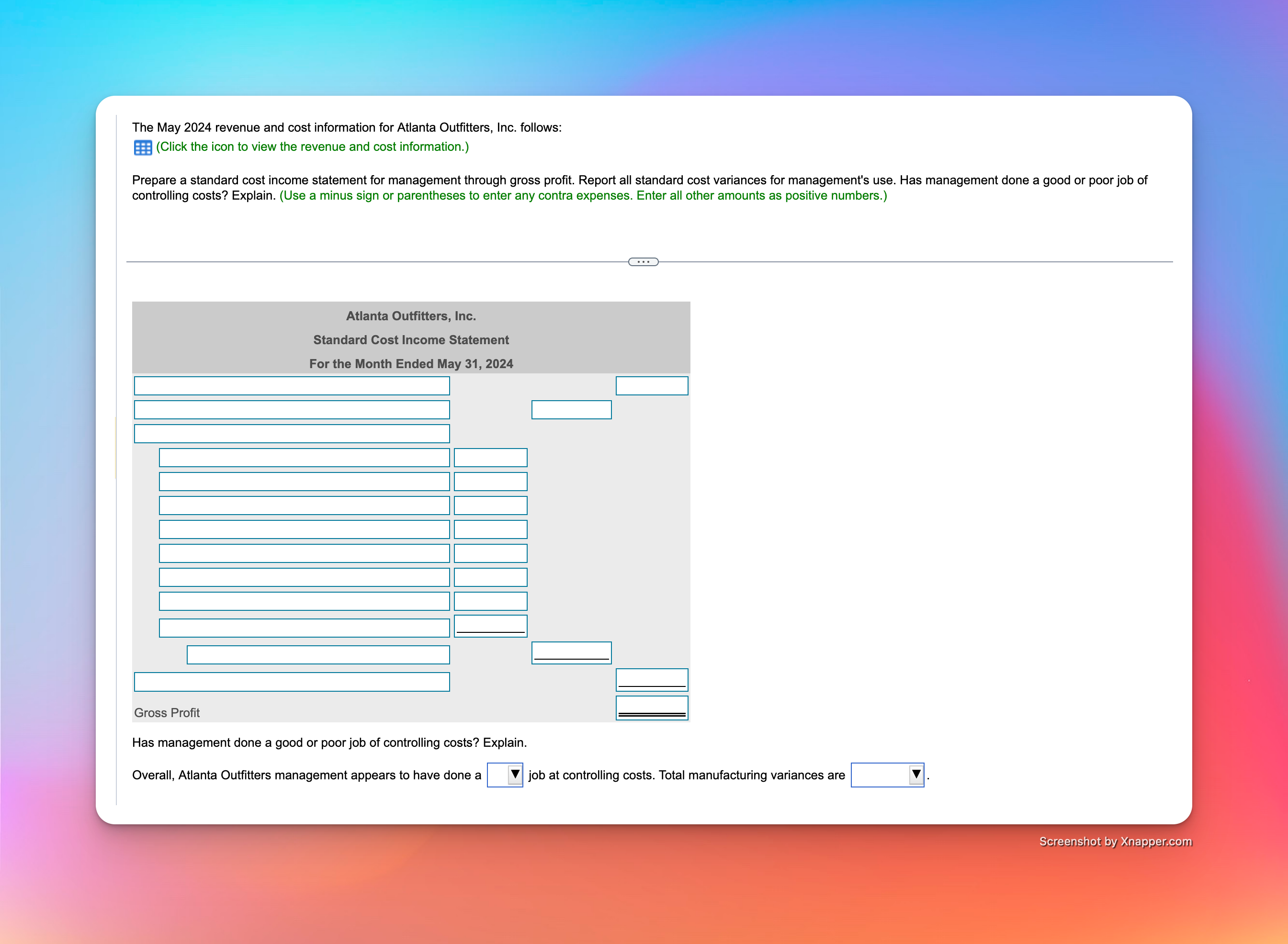 Solved The May 2024 Revenue And Cost Information For Atlanta Chegg Com   PhptPpYVZ