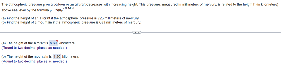 Solved The atmospheric pressure p on a balloon or an Chegg