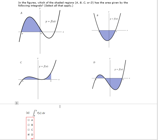 Solved In the figures, which of the shaded regions (A, B, C, | Chegg.com
