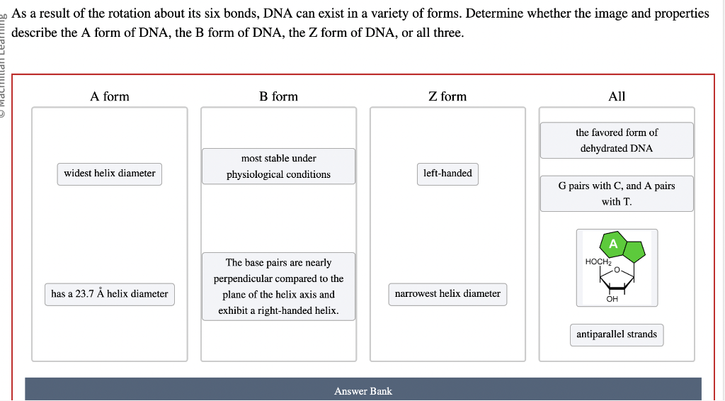 Solved As a result of the rotation about its six bonds, DNA | Chegg.com