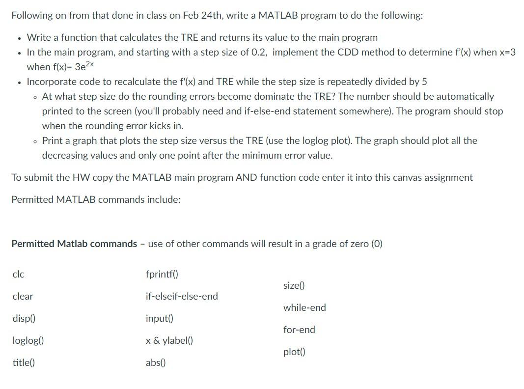Solved Following on from that done in class on Feb 24th, | Chegg.com