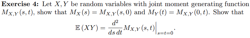 Solved Exercise 4: Let X,Y be random variables with joint | Chegg.com