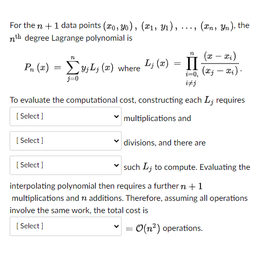 Solved For The N 1 Data Points Y0 X1 Yi Nth De Chegg Com